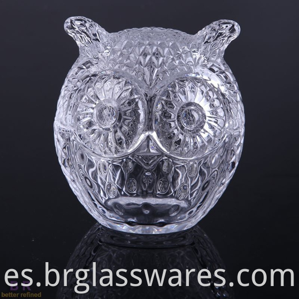 clear color of owl glass candle jar